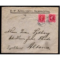 F.54, 10 öre Oscar II, NORRKÖPING 15-12-02 [E/ÖG], brev till Altona, Tysklan