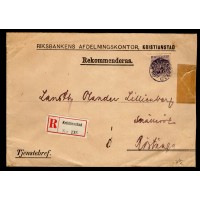 TJ.53, 35 öre Dienstmarken Wz. Linie, KRISTIANSTAD 21-3-17 [L/SK], registered official letter