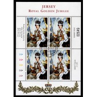 Jersey - SG.1029BL, £3 Guldjubileum stämplat 4-block