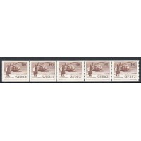 F.489, 1.40 kr Helikopterpost, 5-strip **