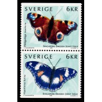F.2154+2156SX, 6 kr Fjärilar Sverige - Singapore
