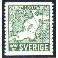F.351A, 5 öre Sveriges Sjökarta 300 år [stämplat]