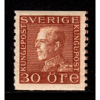 F.186b, 30 öre Gustaf V profil vänster *, med fastsättare