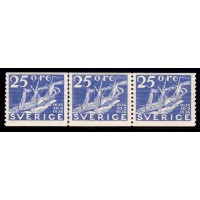 F.250, 25 öre Postverket 300 år **, postfriskt 3-strip