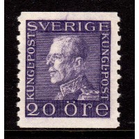 F.179f, 20 öre Gustaf V profil vänster *, B-papper, med fastsättare