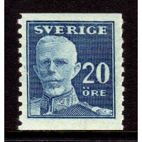 F.151Af, 20 öre Gustaf V - en face *, Agrg-papper, med fastsättare