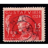 F.228, 15 öre Gustaf V 70 år, HJO 8-1-29 [R/VG] vackert exempler
