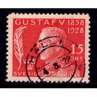 F.228, 15 öre Gustaf V 70 år, HÄLLEFORS 4-8-28 [T/VÄS] fint ex