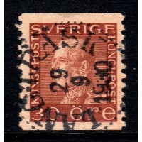 F.186a, 30 öre Gustaf V, profile left, LÅNGTRÄSK 29-9-30 [BD/NB]