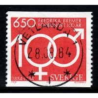 F.1310, 6.50 kr Fredrika Bremerförbundet 100 år, VETLANDA 28-8-84 [F/SM], första dagen