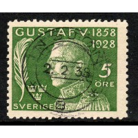 F.226, 5 öre Gustaf V 70 år, INSJÖN 2-2-38 [W/D], praktstämplat