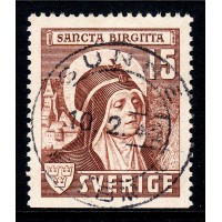 F.335B2, 15 öre Sancta Birgitta, SUNNE 10-2-42 [S/VÄR], praktstämplat