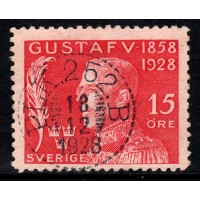 F.228, 15 öre Gustaf V 70 år, PLK 252B 18-12-28, praktstämplat
