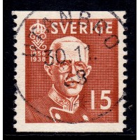 F.267A, 15 öre 80. Geburtstag von König Gustaf V, UTANBRO 30-11-38 [B/U]