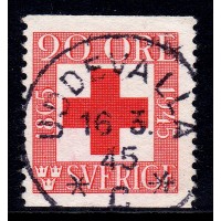 F.358A, 20 öre Swedish Red Cross 80 years, UDDEVALLA 16-3-45 [O/BO]