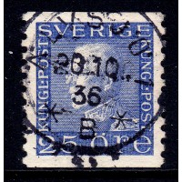 F.183b, 25 öre Gustaf V profil vänster, ÄLVSJÖ 20-10-36 [A/SÖ]