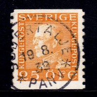 F.184, 25 öre Gustaf V profil vänster, SÖDERTÄLJE 19-8-39 [B/SÖ]