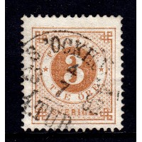 F.28, 3 öre Ziffer und Kronen im Kreis K.13, STOCKHOLM 4.TUR 4-7-82