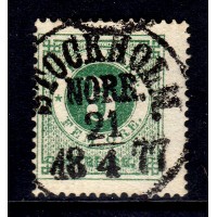 F.19, 5 öre Ziffer und Kronen im Kreis K.14, STOCKHOLM 21-4-77