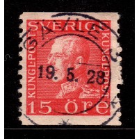 F.176A, 15 öre Gustaf V profile left type I, GÄVLE 19-5-28 [X/GÄ]
