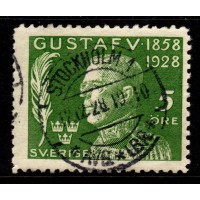 F.226, 5 öre Gustaf V 70 år, STOCKHOLM 12-12-28