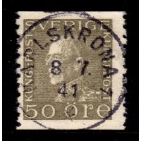 F.192, 50 öre Gustaf V profil vänster, KARLSKRONA 8-7-41 [K/BL]