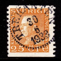 F.184, 25 öre Gustaf V profil vänster, TREKANTEN 30-6-33 [H/SM]