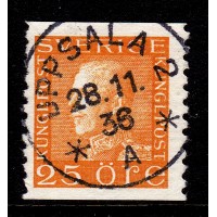 F.184, 25 öre König Gustaf V, UPPSALA 2 28-11-36 [C/U]