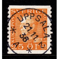 F.184, 25 öre König Gustaf V, UPPSALA 2 21-11-36 [C/U]