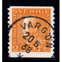 F.184, 25 öre Gustaf V profil vänster, VARGÖN 20-5-38 [P/VG]
