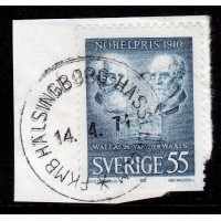 F.717B2, 55 öre Nobelpristagare 1910, FKMB HÄLSINGBORG-HÄSSLEHOLM 14-4-71, klipp