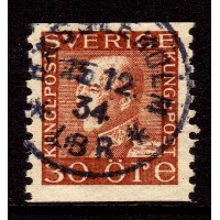 F.186, 30 öre Gustaf V profil vänster, HÄSSLEHOLM 15-12-34 [L/SK]