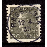 F.192, 50 öre Gustaf V profil vänster, RÅGSVEDEN 12-4-35 [W/D], praktstämplat