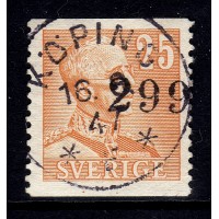 F.277, 25 öre Gustaf V typ II, KÖPING 16-8-47 [U/VÄS]
