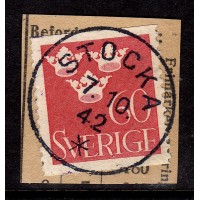 F.286, 60 öre Tre Kronor, STOCKA 7-10-42 [X/HÄL], klipp