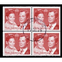 F.969BB, 1 kr Royal wedding, STOCKHOLM 19-6-76, 4-block, first day