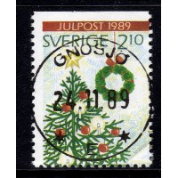 F.1593B, 2.0 kr Julpost, GNOSJÖ 24-11-89 [F/SM], första dagen