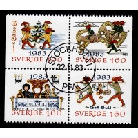 F.1275-1278HBL, 1.60 kr Christmas post, STOCKHOLM 22-11-83, first day