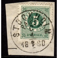 F.30, 5 öre Circle type perf.13, STOCKHOLM 4-8-80, piece