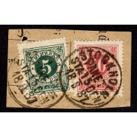 F.30+36, 5+50 öre Circle type perf.13, STOCKHOLM 15-8-87, piece