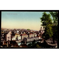 Schweiz - Zürich vom Lindenhof, kort skickat till Sverige 1917 (Kvalitet: 7)